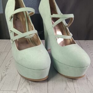 Mint Green Platform Mary Jane Shoes